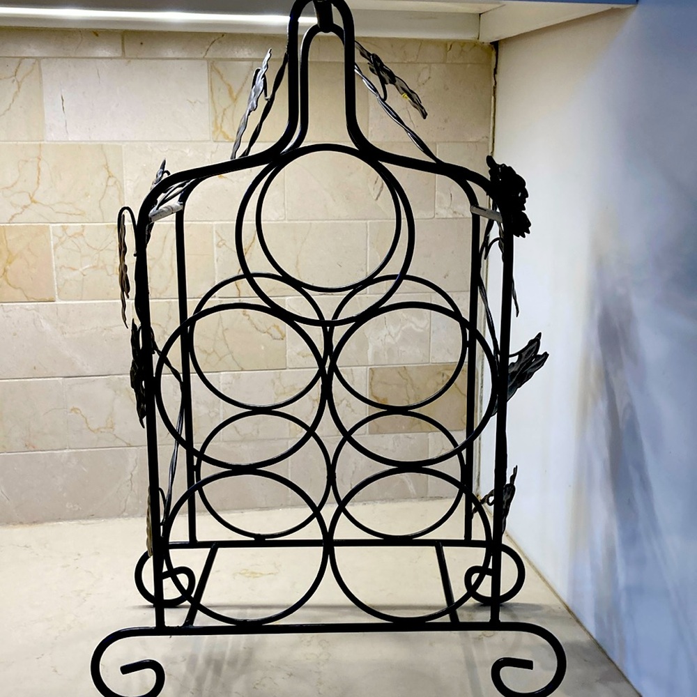 Wine Rack Grapes & Leaves Metal Tabletop For 5 bottles